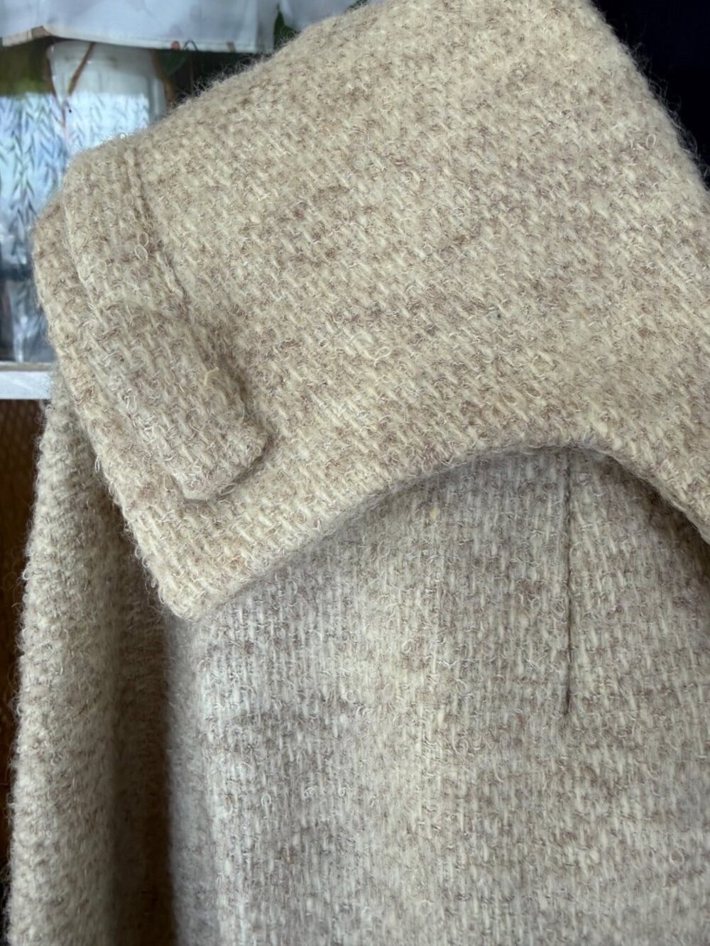 Vintage 50s "A Present Vogue" Short Wool Open Overcoat Beige M/L - Picture 9 of 16